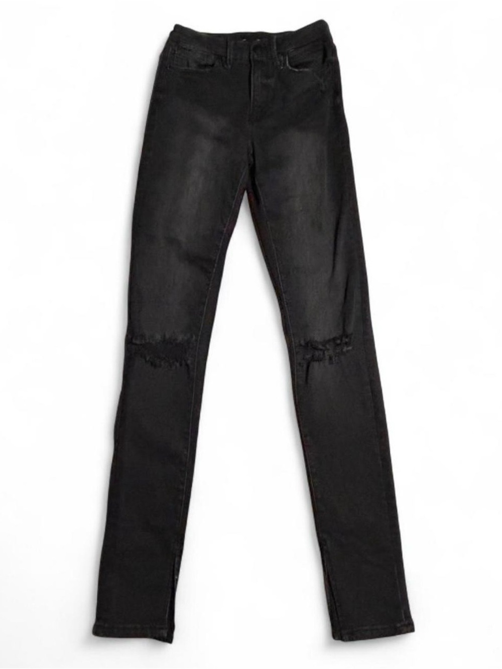 Good American Women's Black Distressed Skinny Jeans - 00-4 long